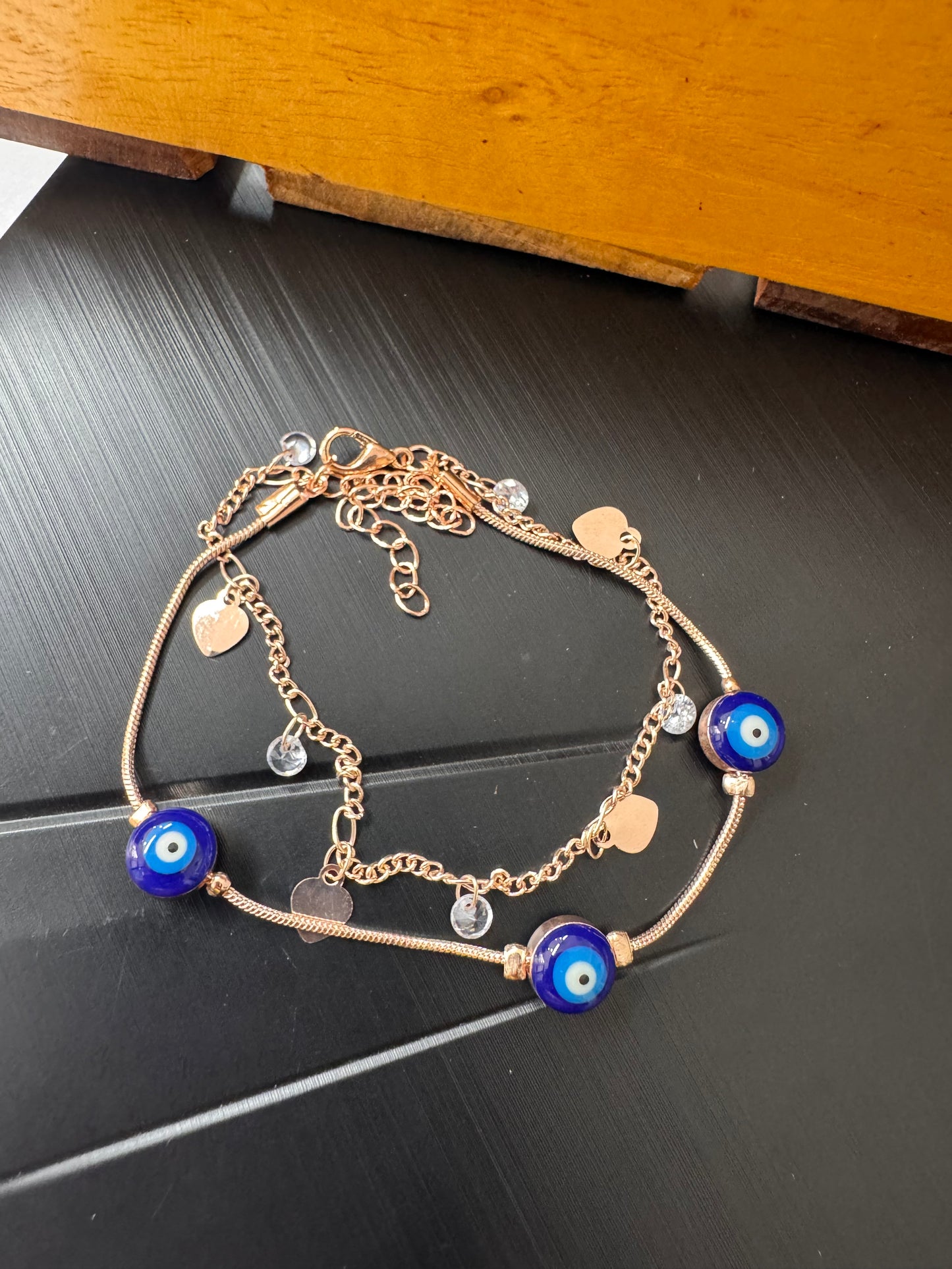 Evil eye double chain bracelets