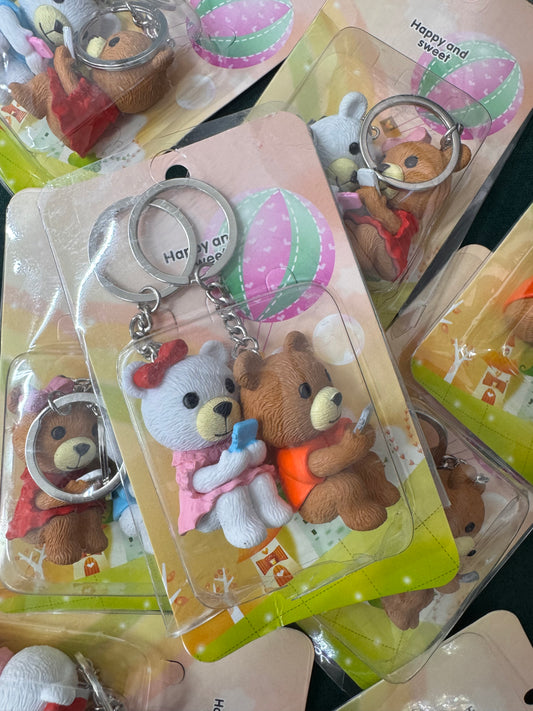 Teddy couple keychain