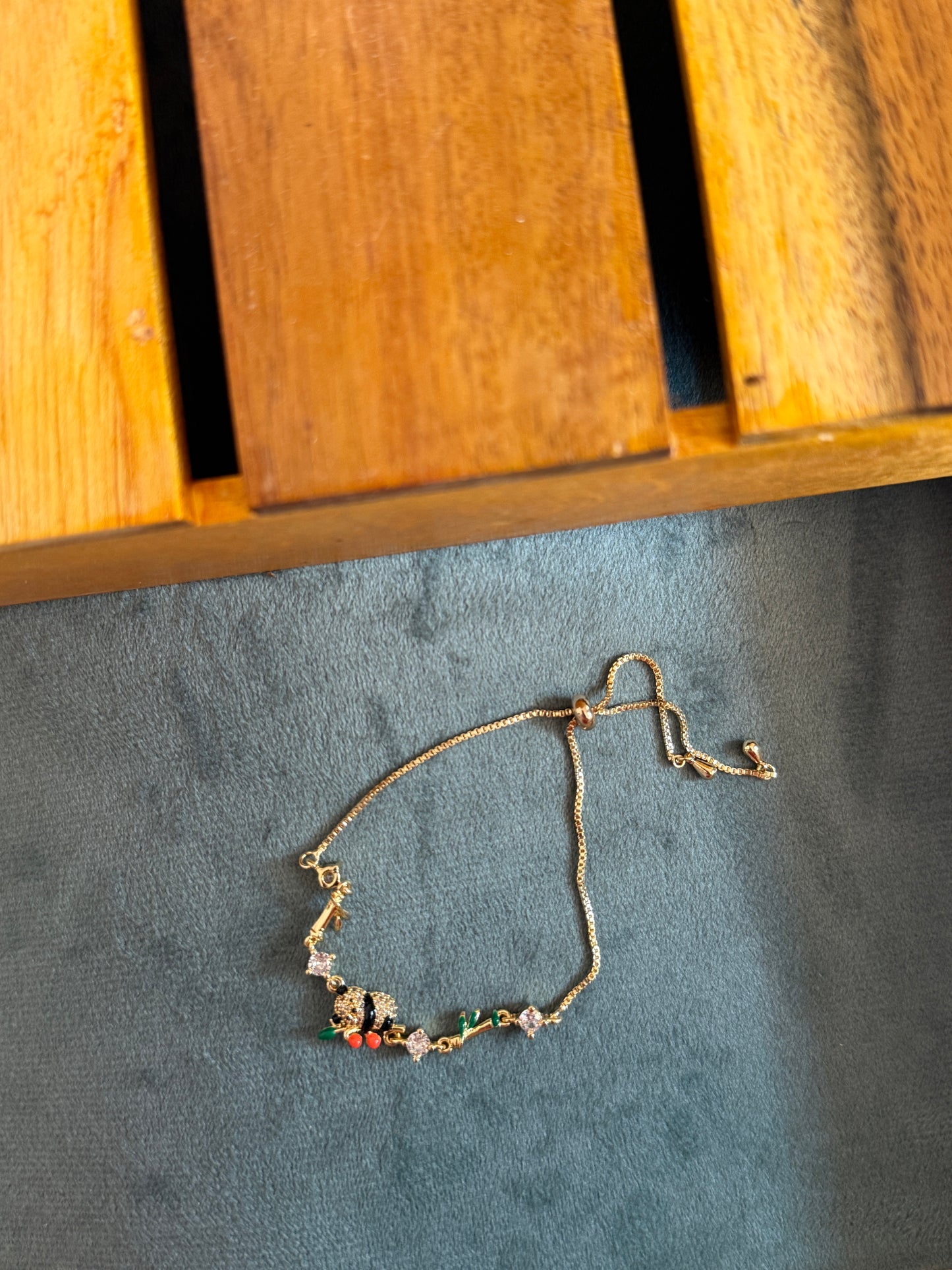 Panda stone anti tarnish adjustable bracelet