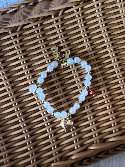 Pearl anti tarnish charms bracelet