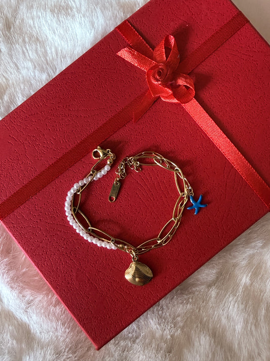 Shell pearl anti tarnish bracelet
