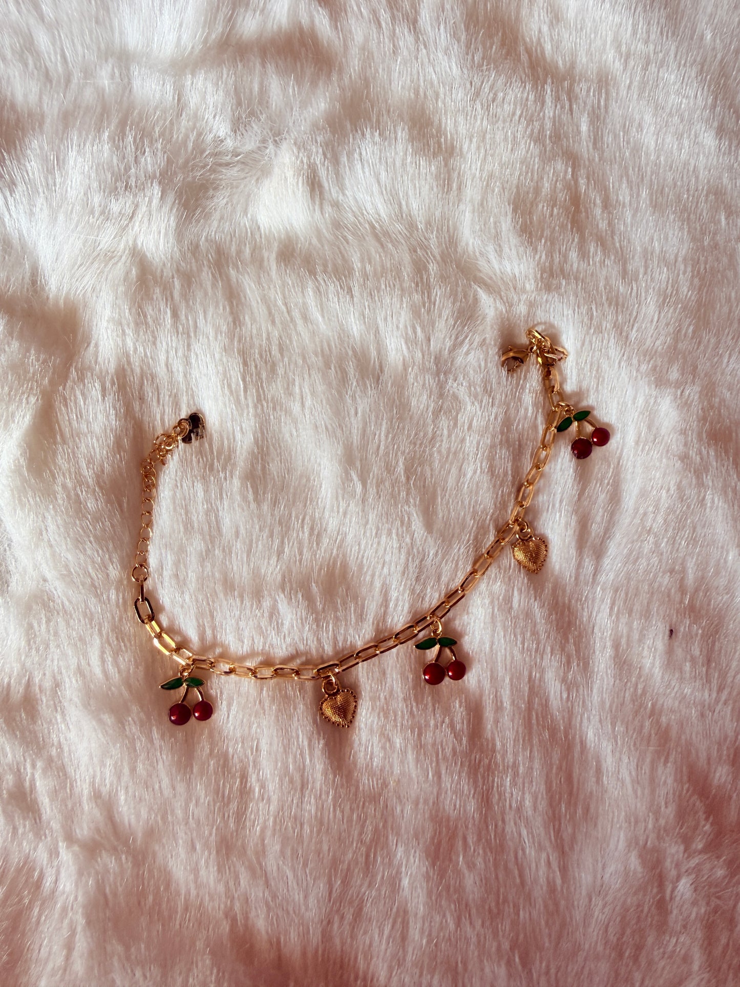 Cherry heart anti tarnish bracelet