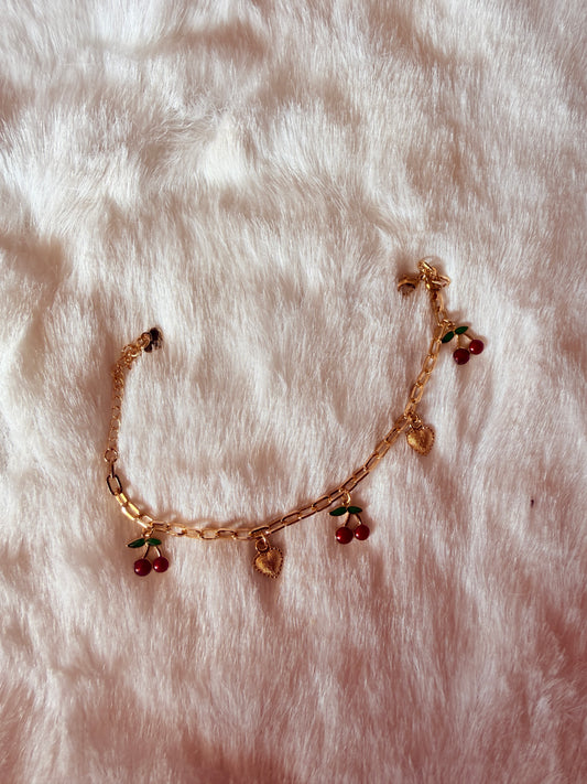 Cherry heart anti tarnish bracelet