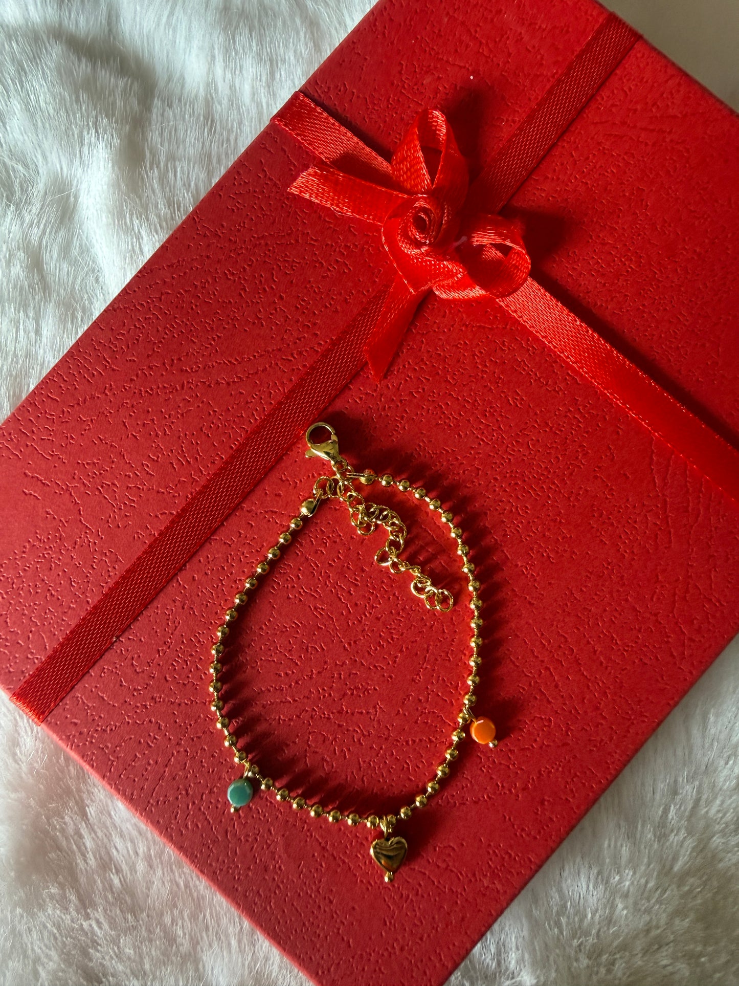 Beads anti tarnish heart bracelet