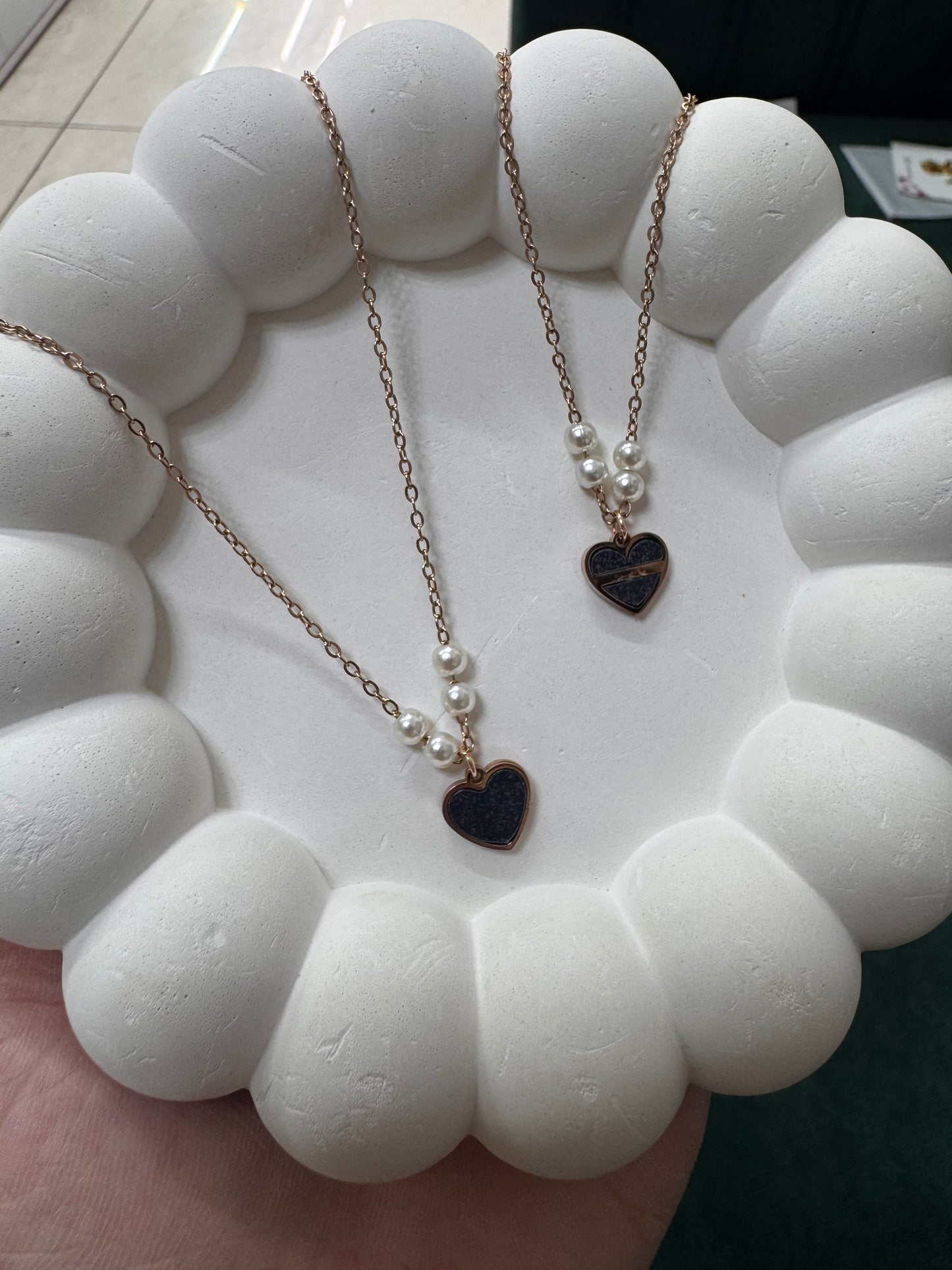 Heart pearl anti tarnish chains