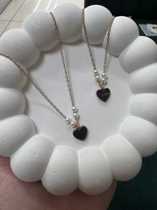Heart pearl anti tarnish chains