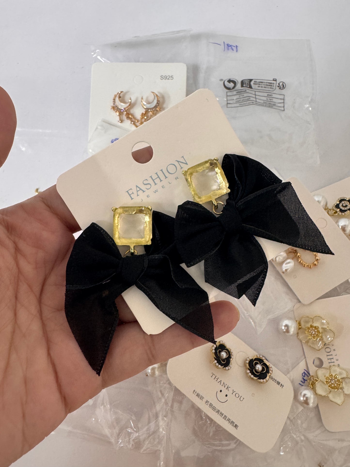 Black bow earrings