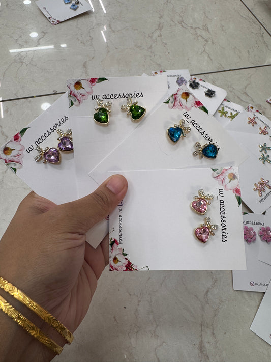 Heart stone studs
