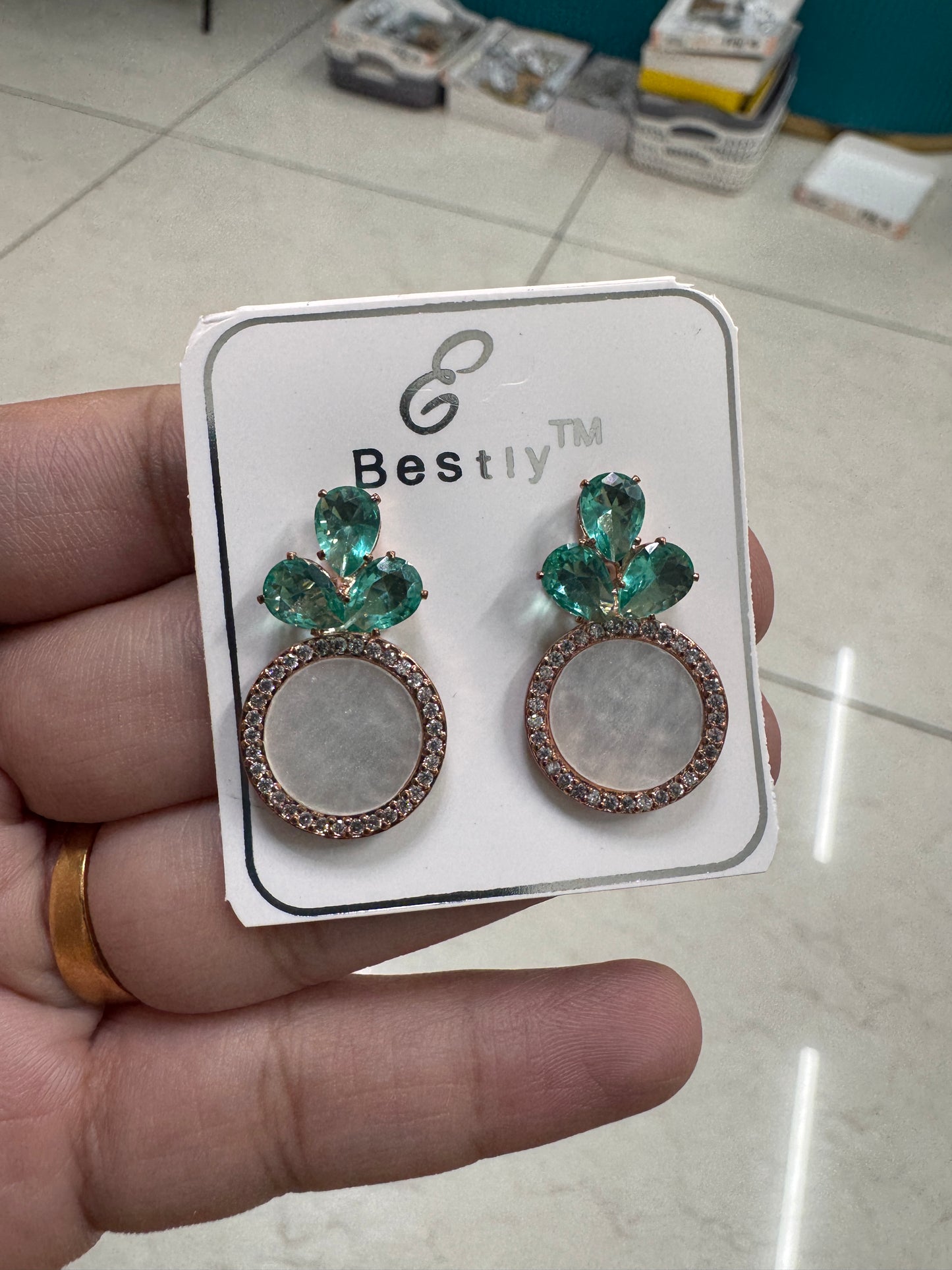 Aqua green studs