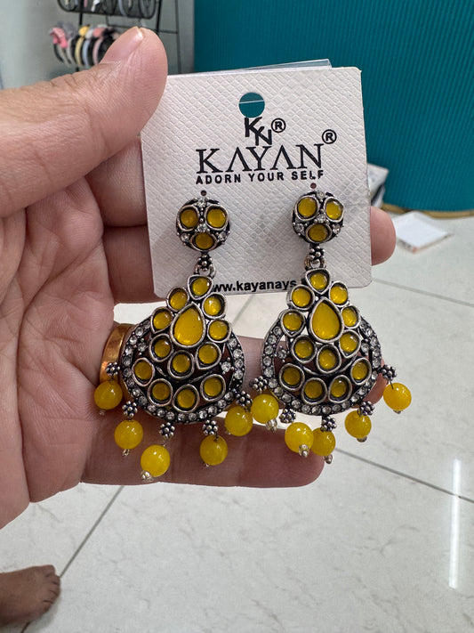 Yellow silver earrings