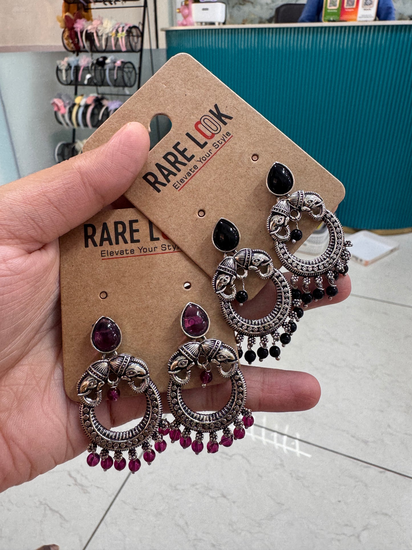 Elephant kundan earrings