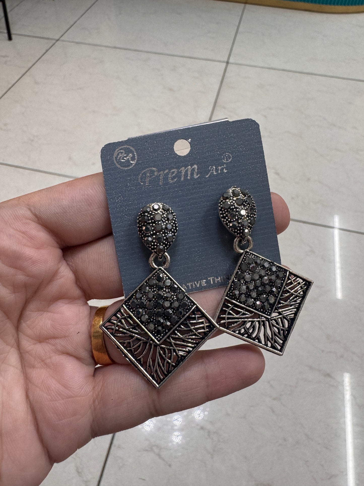 Black stone earrings