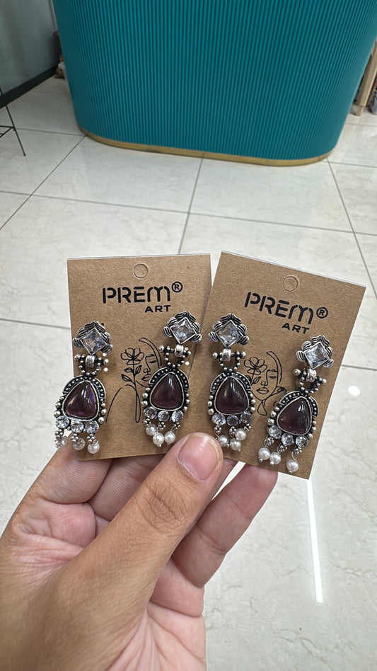 Brown stone earrings