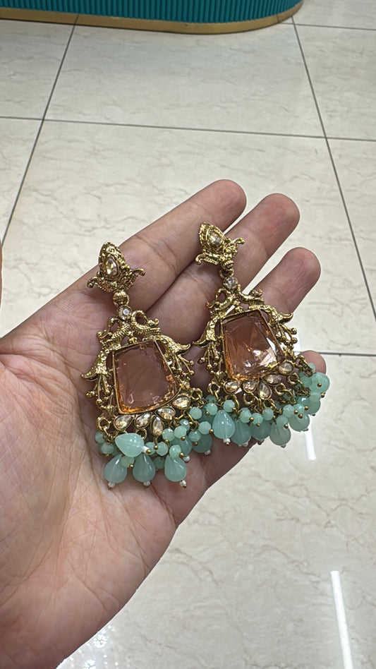 Gold stone earrings