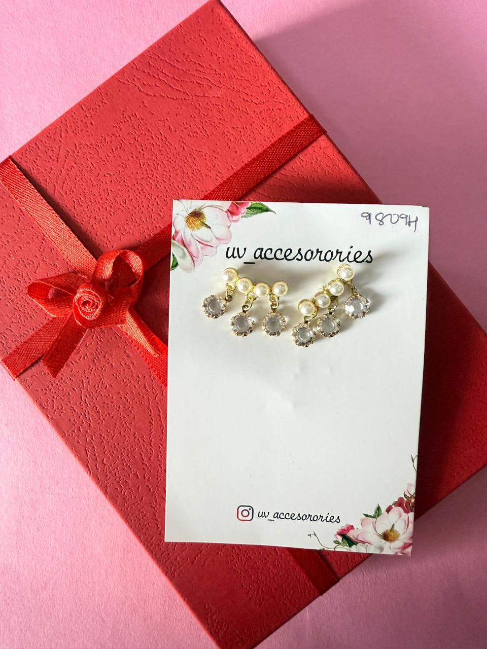 3 stone drop earrings