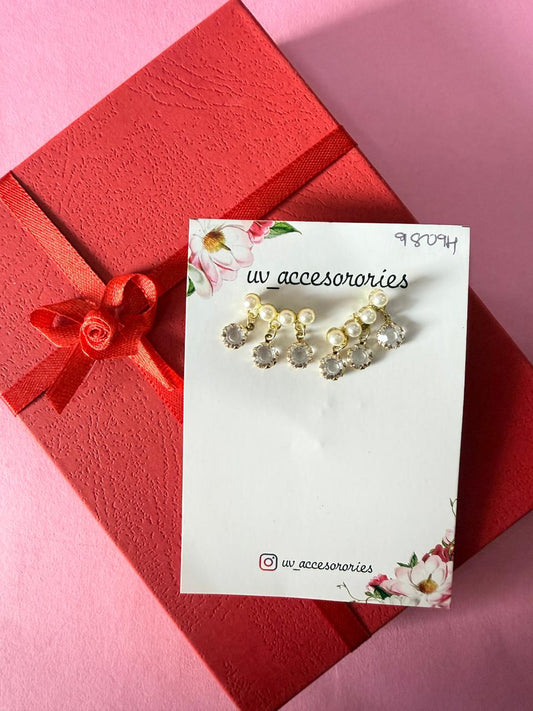 3 stone drop earrings