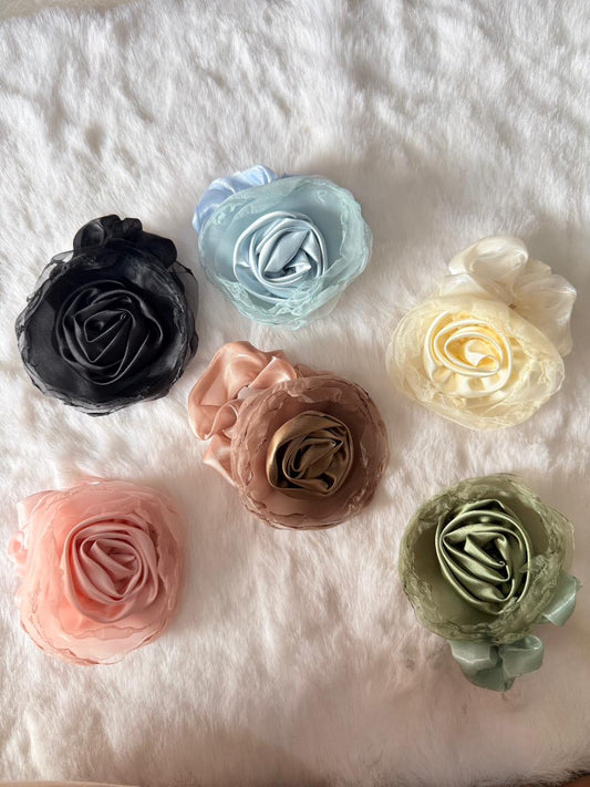 Organza flower scrunchies