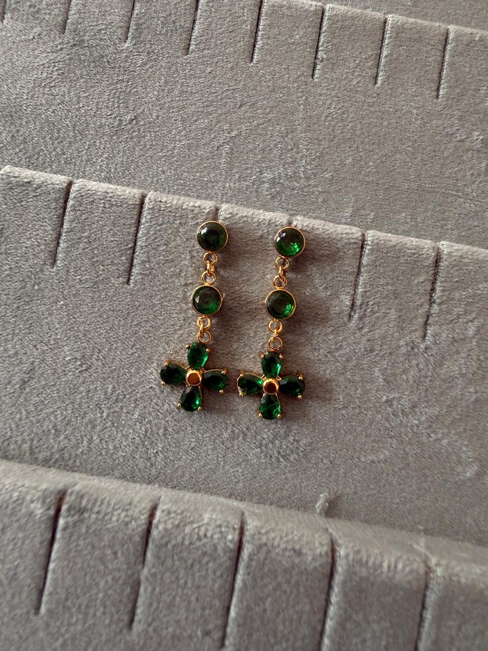Green stone earrings