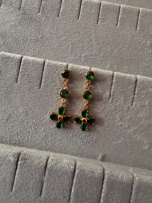 Green stone earrings