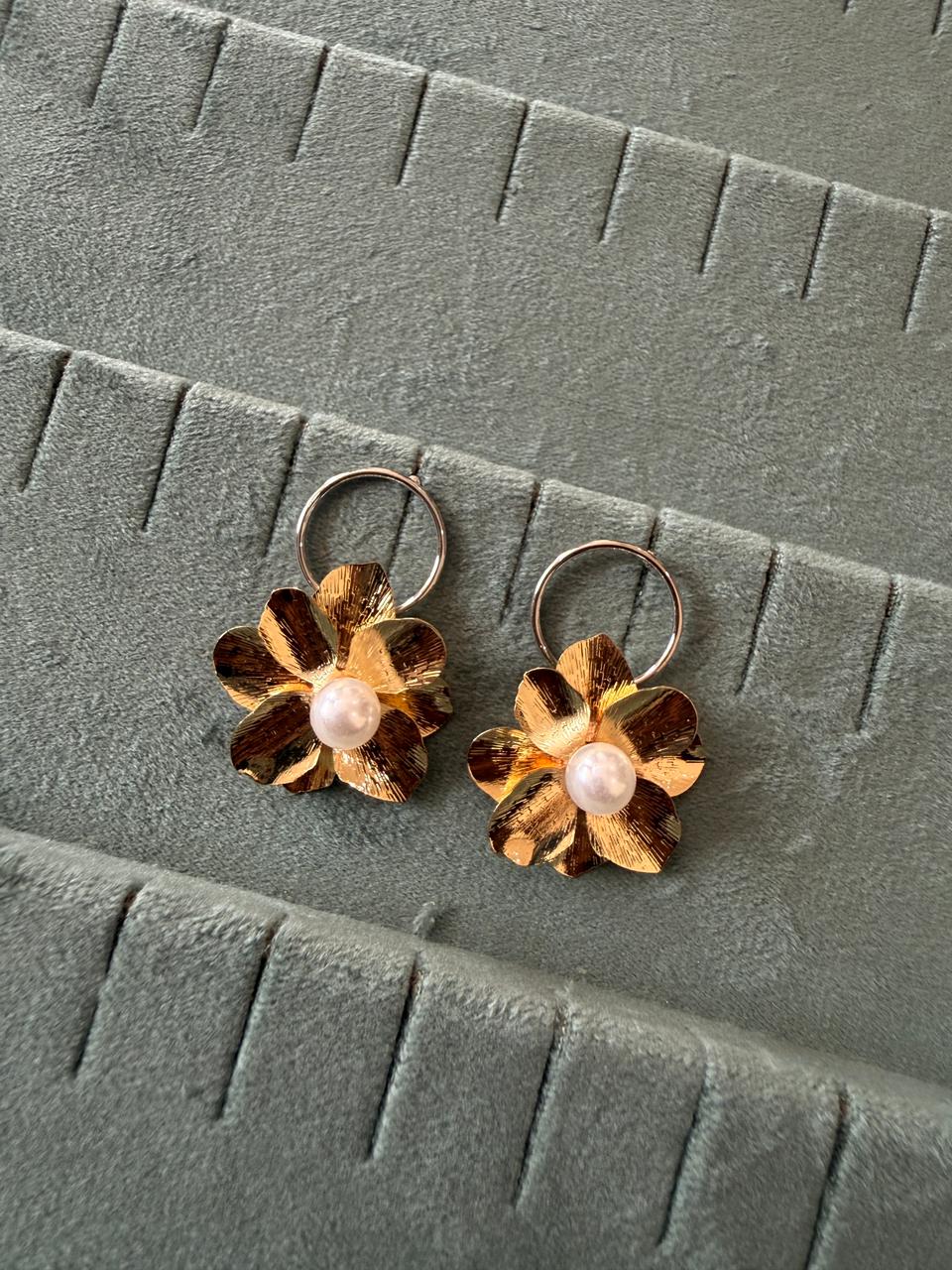 Gold flower earrings