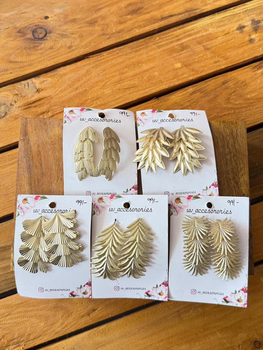 Metallic leaf earhangings
