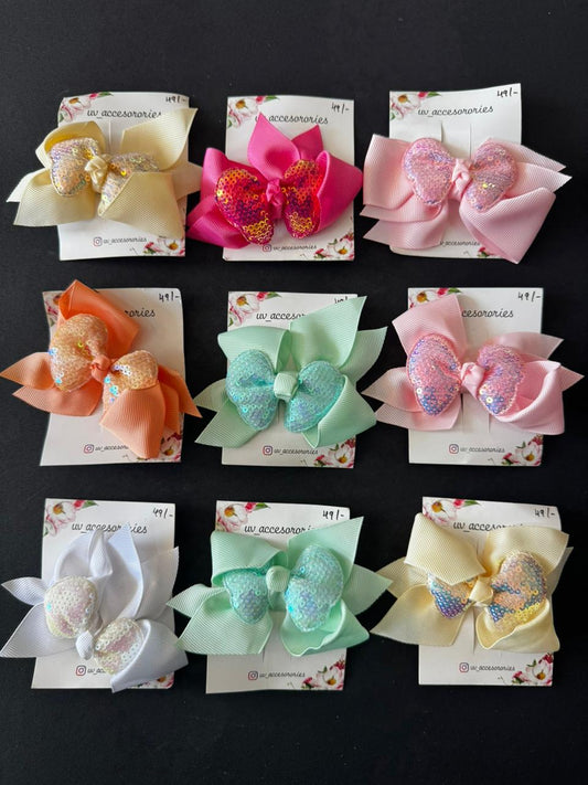 Sequin bow clips