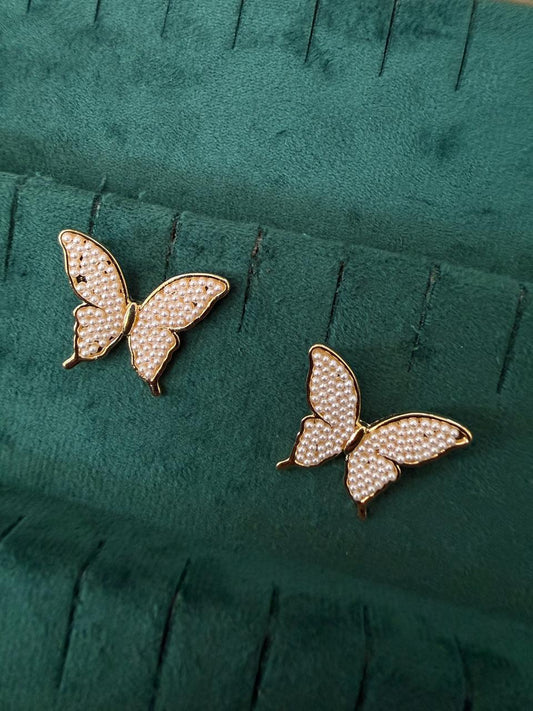 Butterfly pearl studs