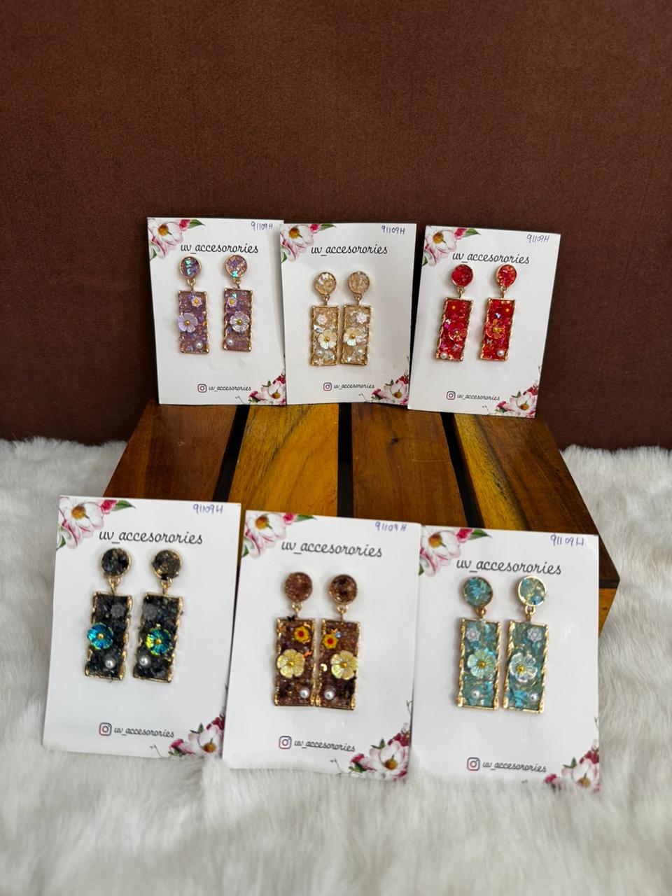 Rectangle stone earrings