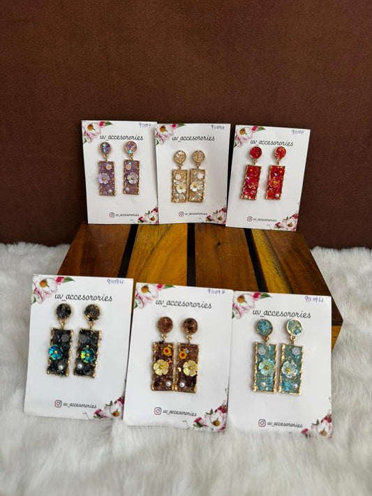 Rectangle stone earrings