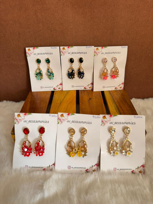 Stone flower earrings