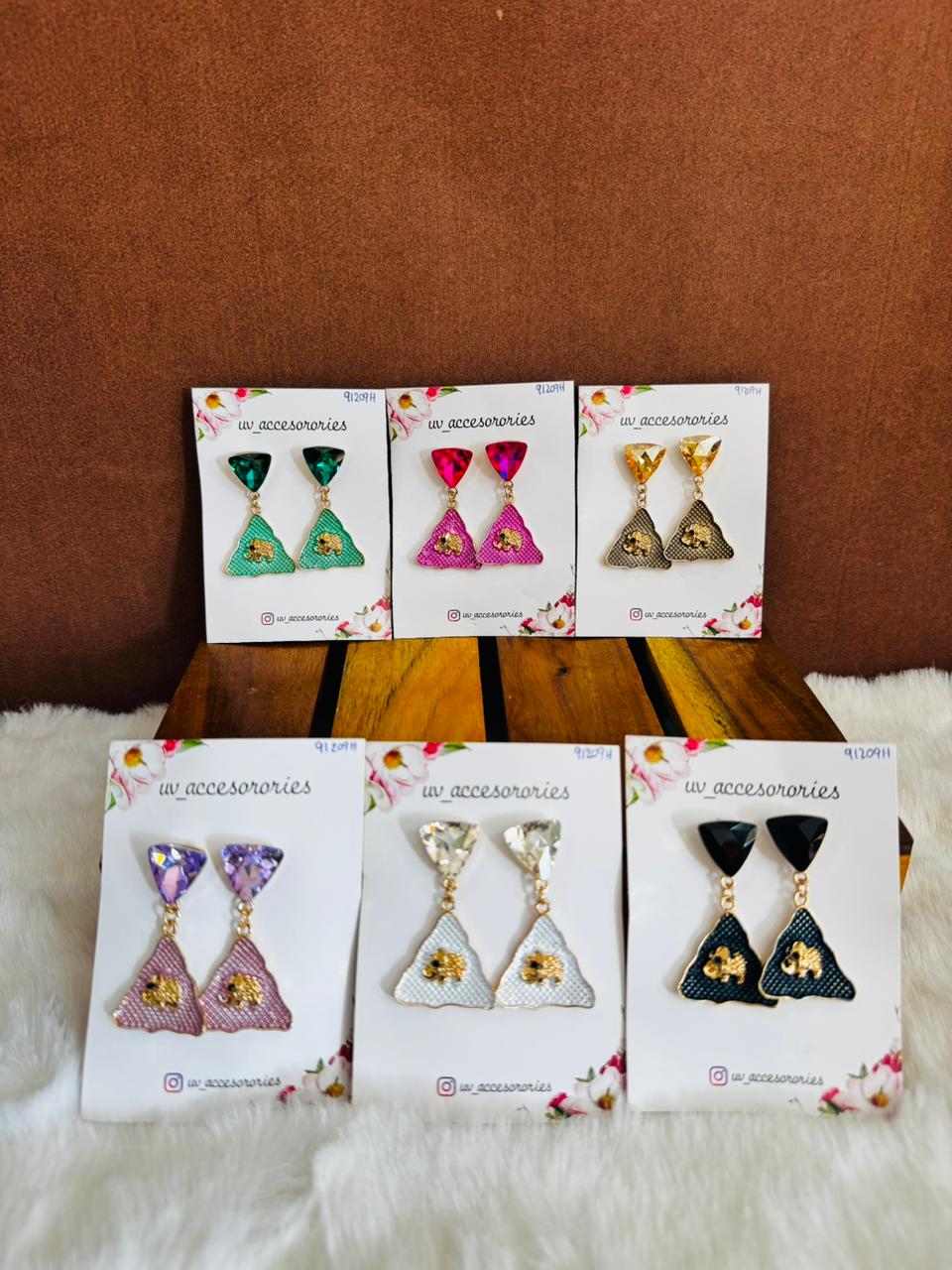 Elephant stone enamel earrings