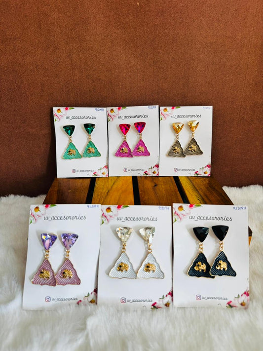 Elephant stone enamel earrings