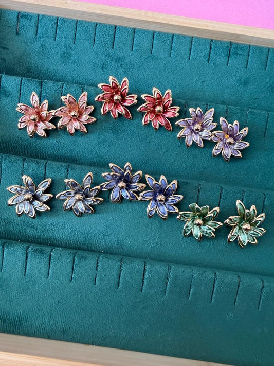 Meenakari flower studs