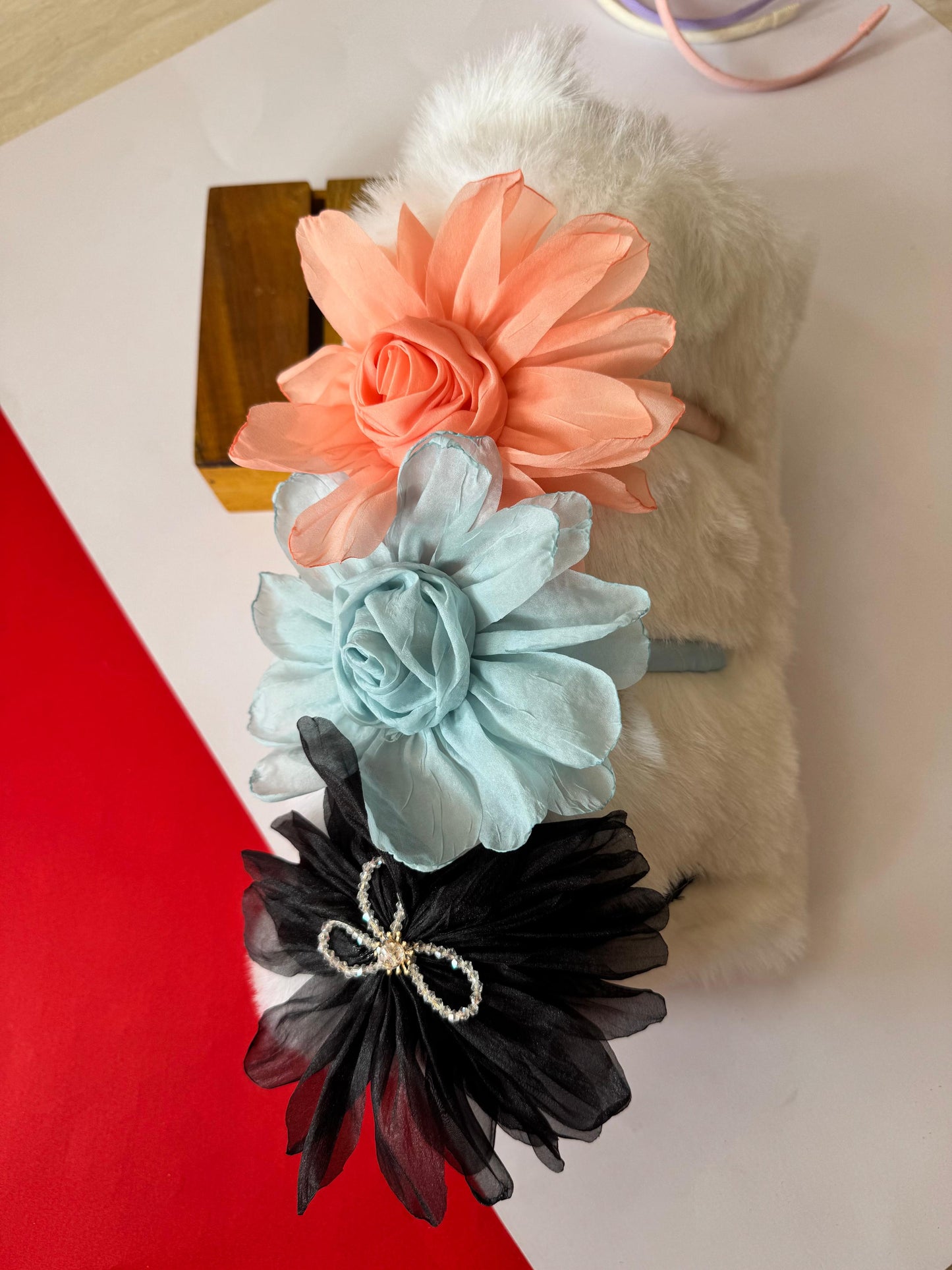 Flower rose stone headband