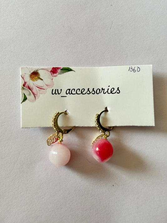 Peach ring earrings