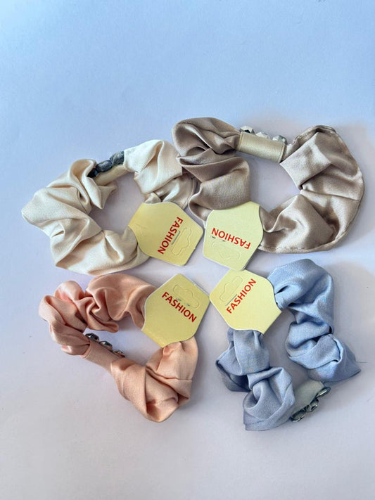 Stone satin scrunchies