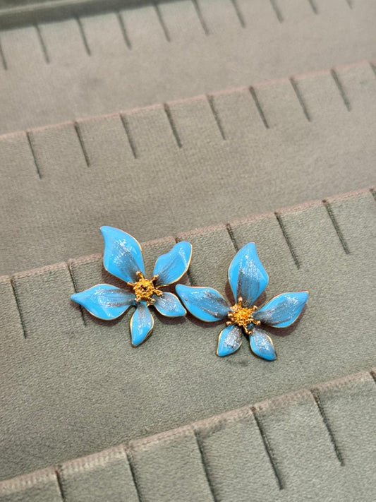 Blue flower studs