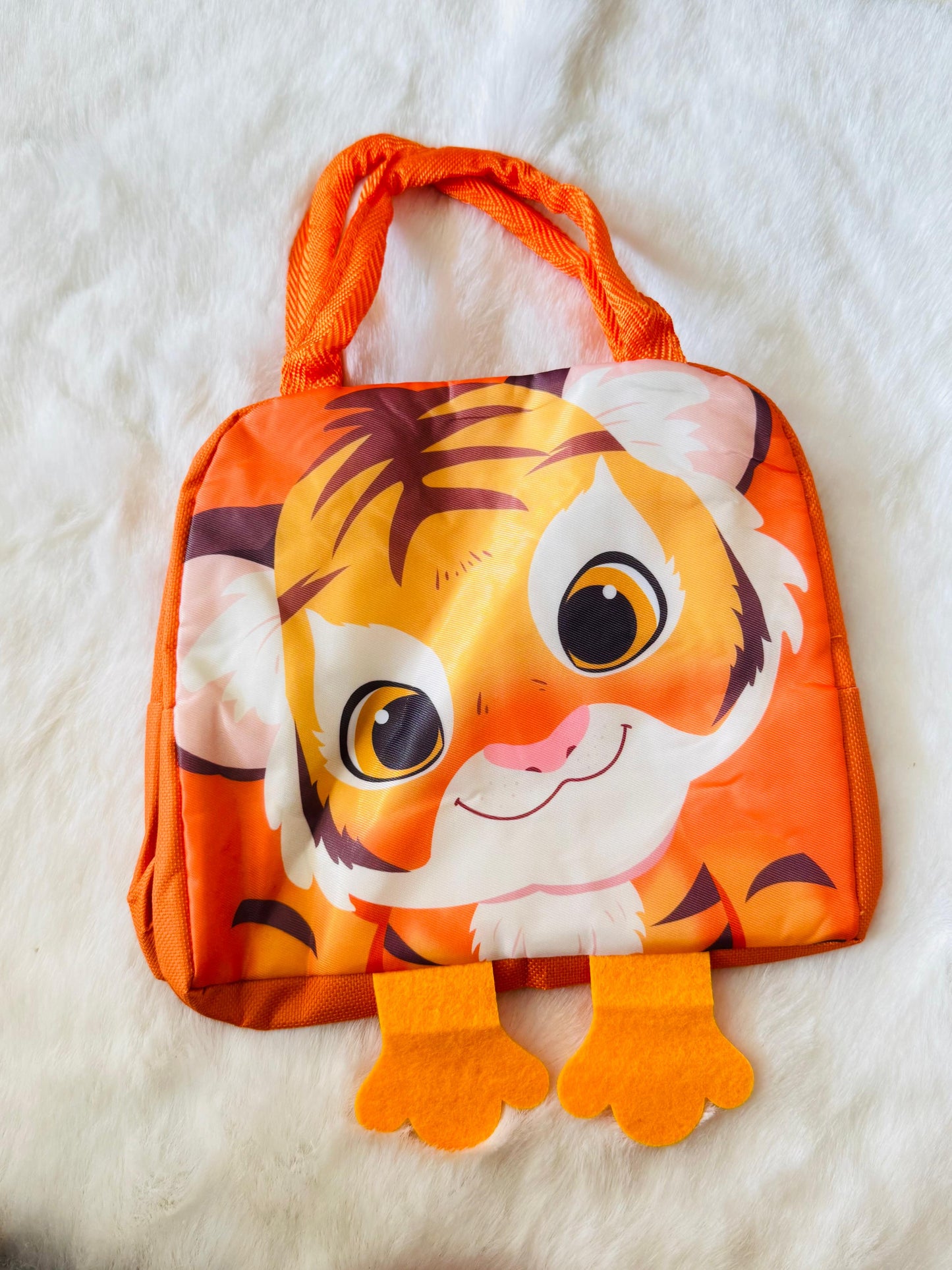 3d tiger orange lunch bag