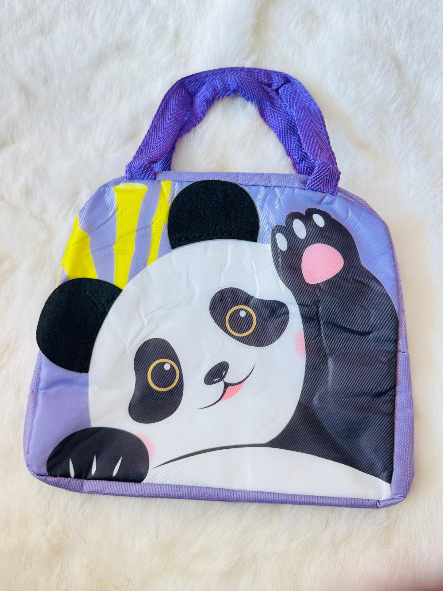 3d purple panda lunchbag