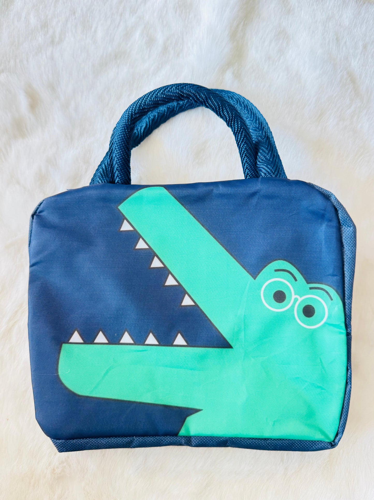 2d crocodile blue lunch bag