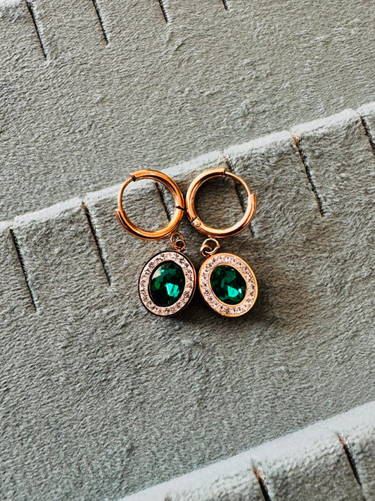 Green ring earrings