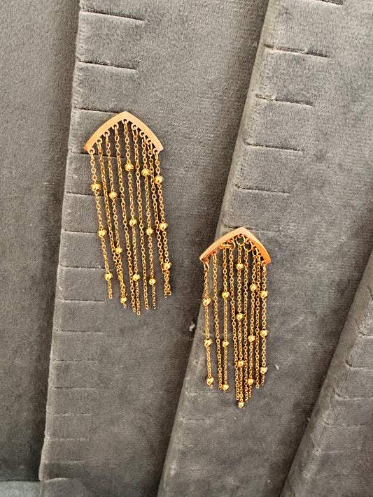 Gold chain earrings