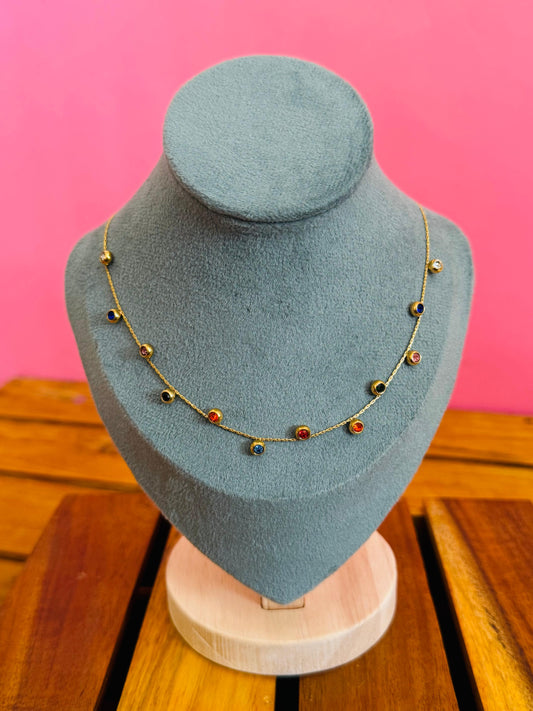 multi colour stone chain