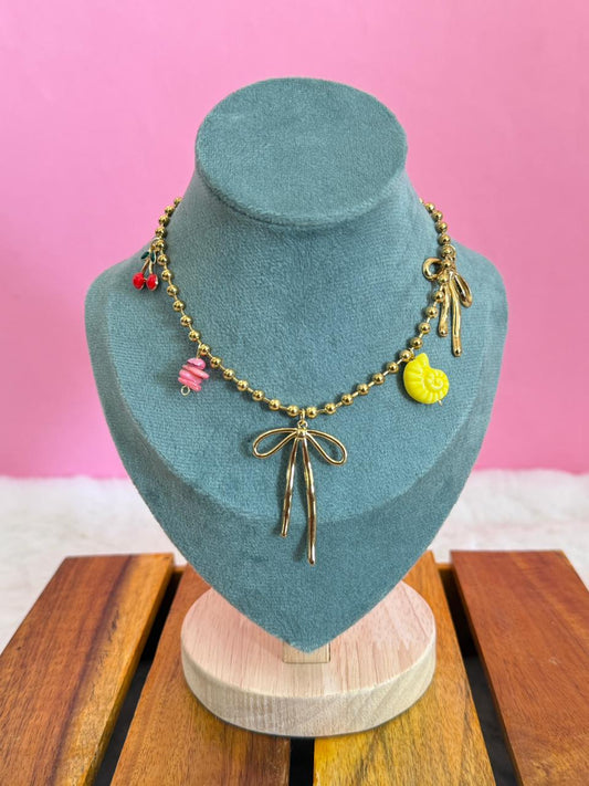 Bow charms beads chain