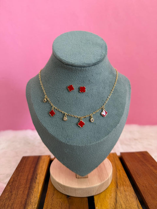 Red clove 18k chain set