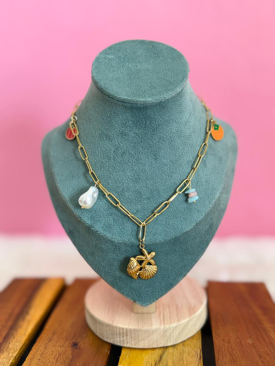 Shell star charm link chain