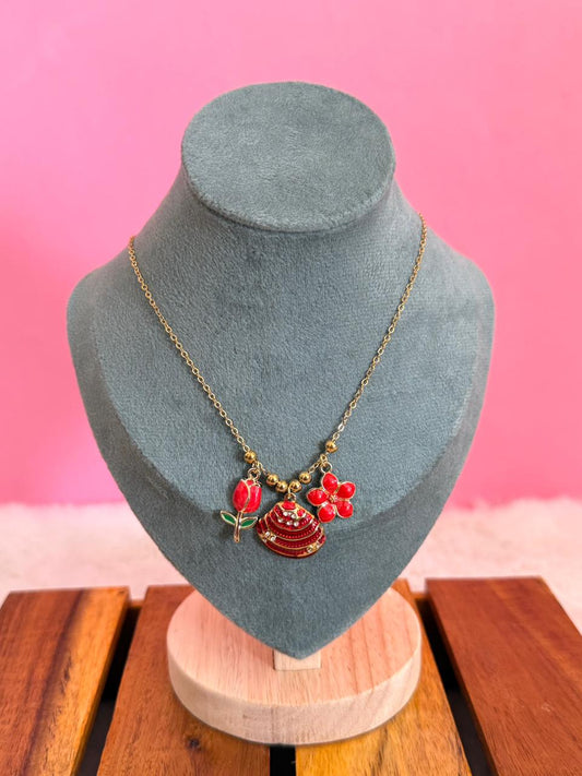 Red shell charm chain
