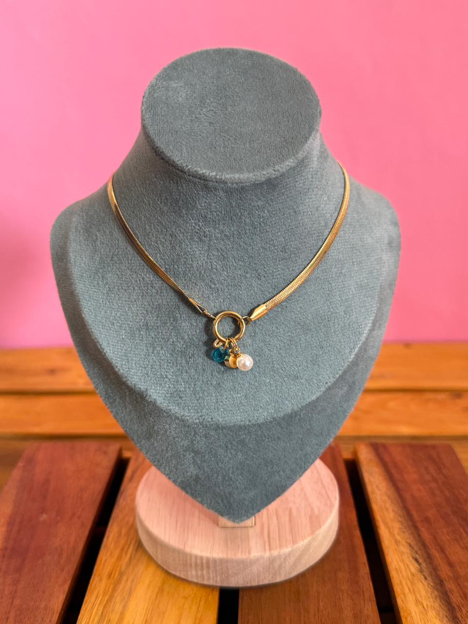 Stone pearl charm chain