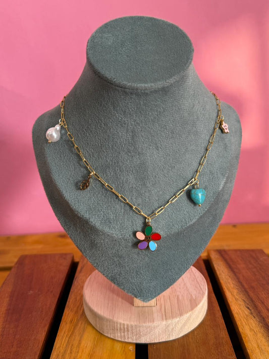 Flower charms link chain
