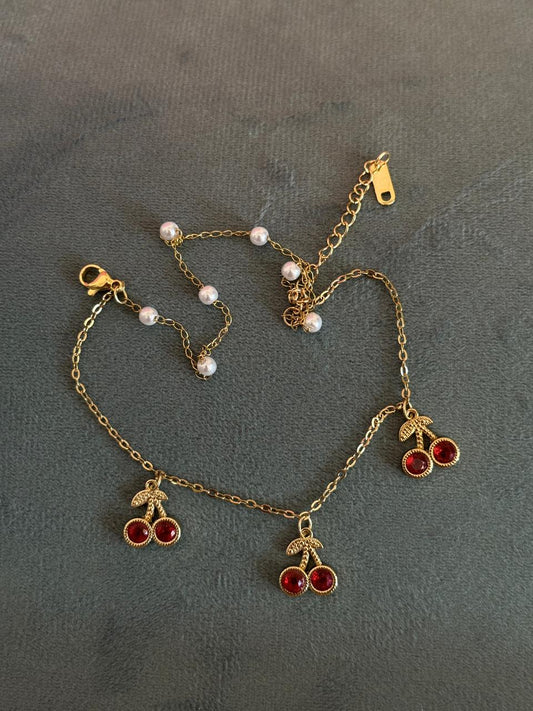 Cherry double chain bracelet